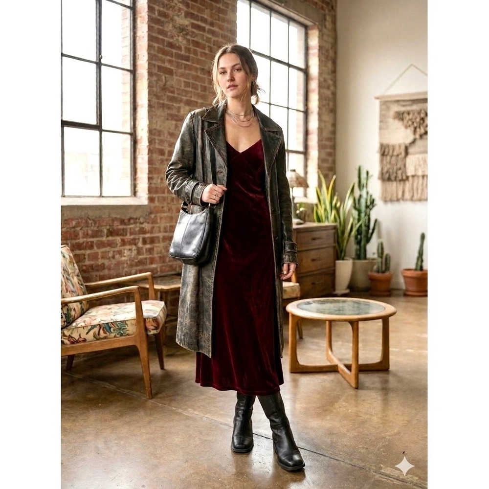 90s Vintage Ralph Lauren Silk Velvet Gown Size Medium M Burgundy Bias Cut Size - Picture 3 of 6